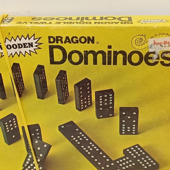 Vintage Halsam Wooden Dragon Dominoes 1970 Double Twelve 91 Pc Milton Bradley - Picture 3 of 6